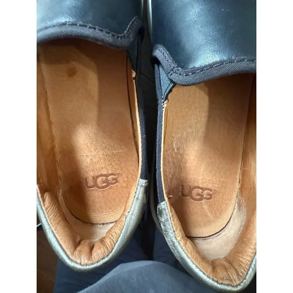 UGG Black Leather Slip-On Sneakers Size 6.5